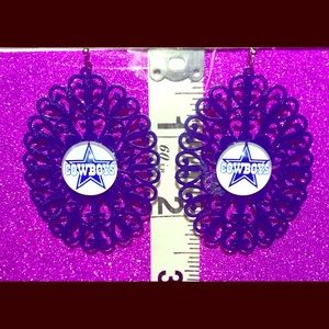 Dallas Cowboys Blue Heart Cut White Logo Earrings